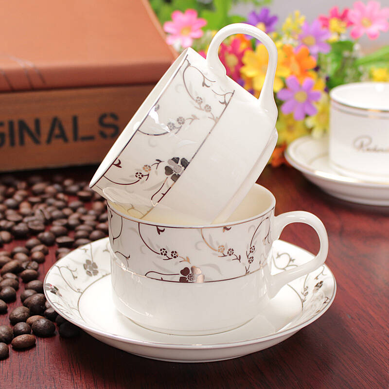 吉泰儿(gater)咖啡杯套装 骨瓷欧式杯子套装160ml 玉叶