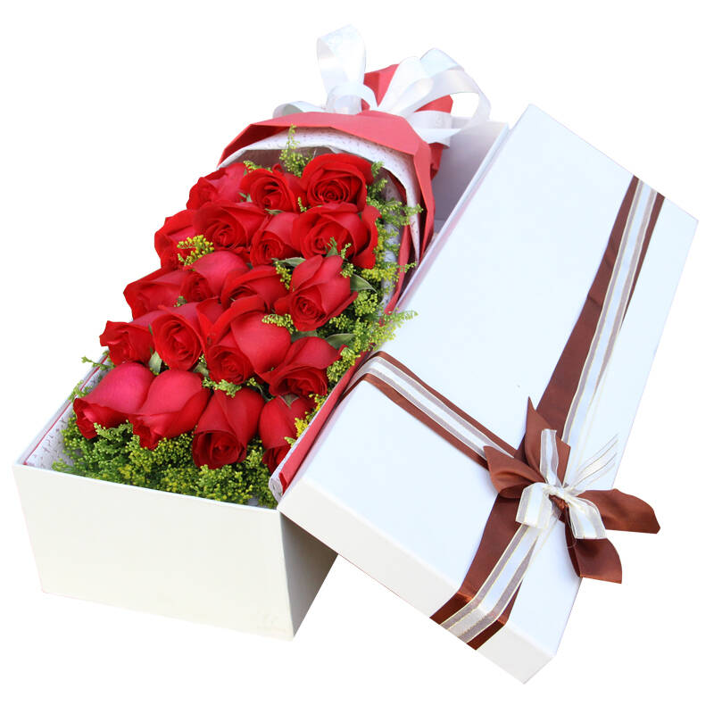 鹊缘鲜花 红玫瑰礼盒送恋人女友节日生日祝福情人节鲜花上海北京重庆