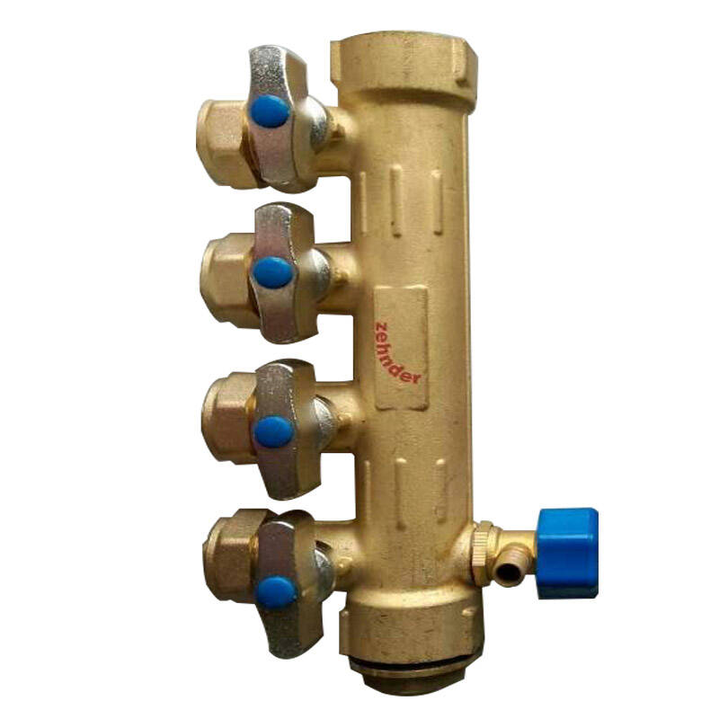 森德黄铜地暖分集水器地热分水器1216或1620口2路 黄铜分水器 7 路