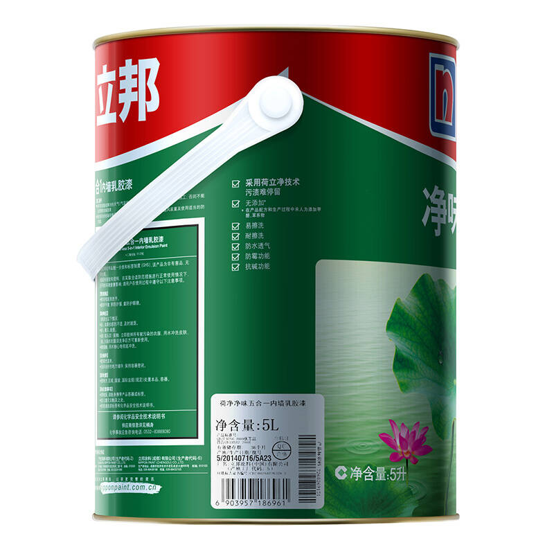 立邦漆油漆塗料內牆乳膠漆牆面漆 荷淨淨味五合一套裝