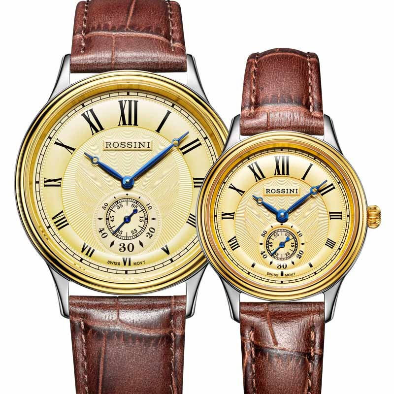 罗西尼(rossini)手表 雅尊商务系列瑞士进口石英机芯情侣表sr5569t06c