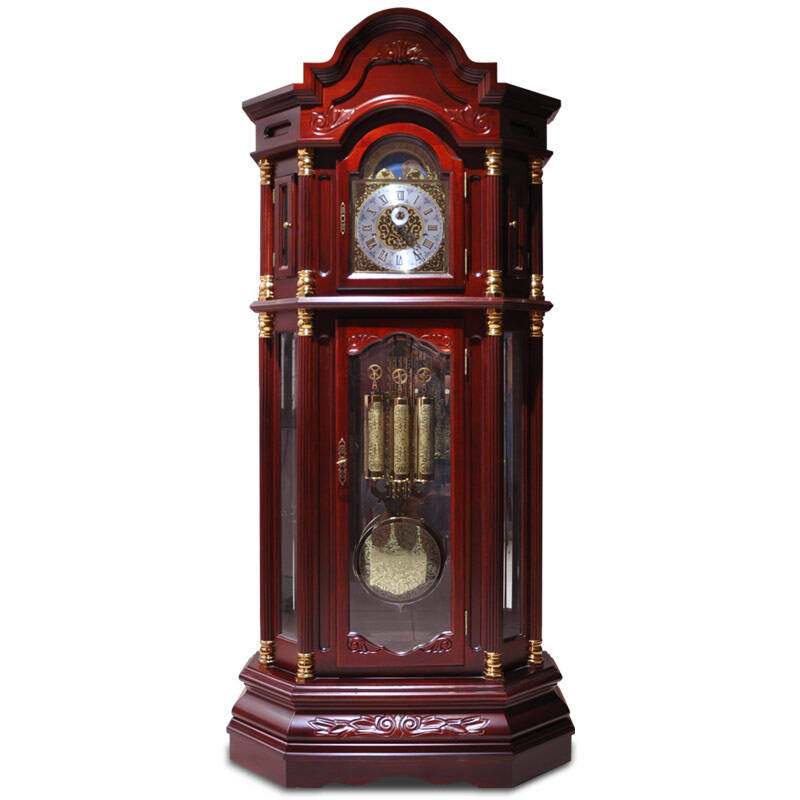 汉时(hense) 实木落地钟复古立钟高档椴木德国赫姆勒机械座钟hg6189