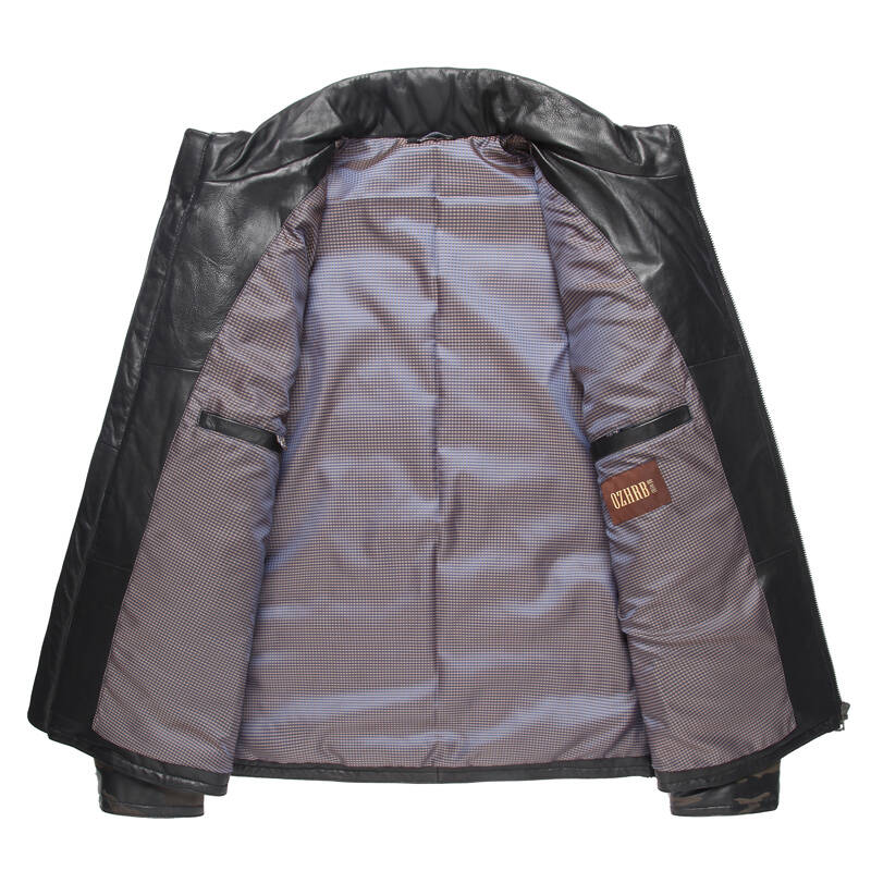 伊力托(eratome)新款男士羽绒服皮衣迷彩外套皮夹克立领绵羊皮真皮