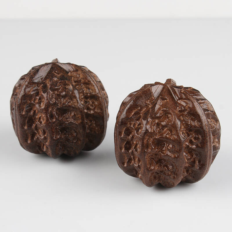 张益轩珠宝 天然黑檀木核桃手把件 黑檀木核桃家居商务礼品摆件工艺品