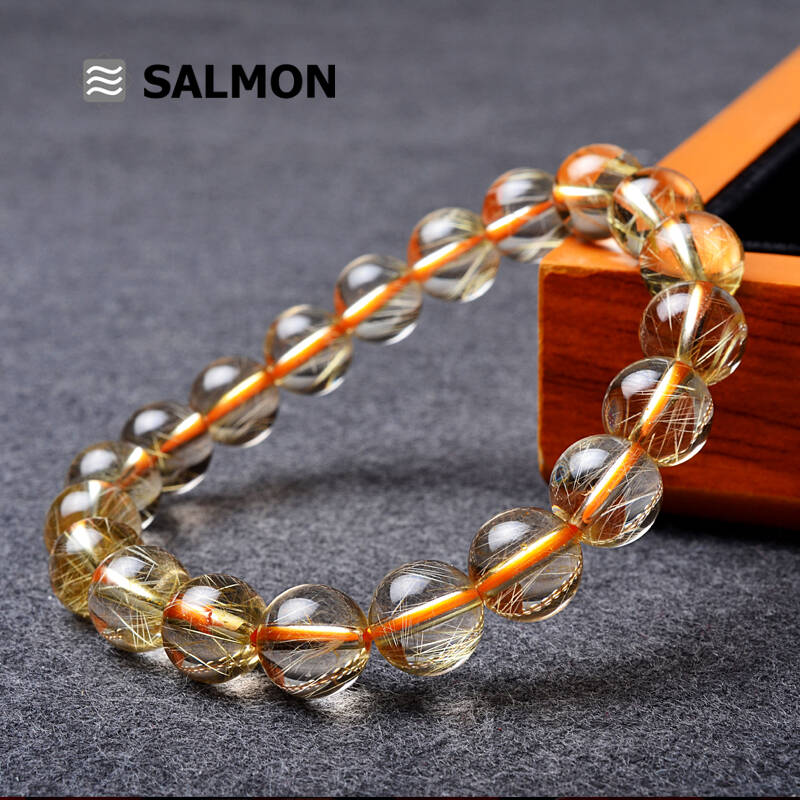 salmon 金髮晶手鍊 純淨通透款男女情侶水晶手串飾品禮物 7-7.5mm