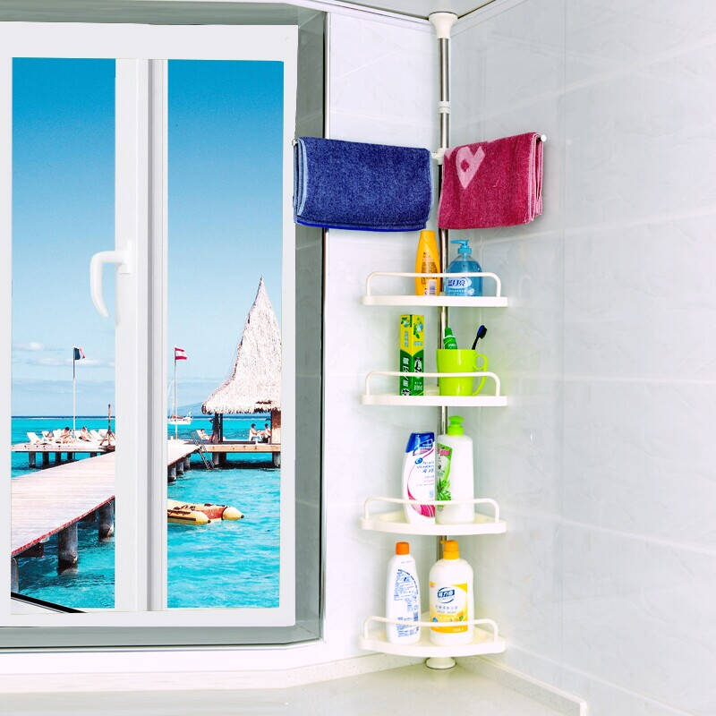 乐活时光 浴室卫生间转角架 墙角收纳架卫浴伸缩置物架顶天立地