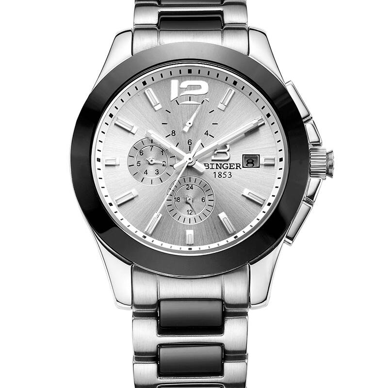宾格(binger)手表男表手表全自动机械表运动男士手表传奇陶瓷表大b黑