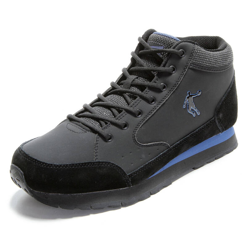 乔丹男鞋棉鞋棉靴 高帮加绒保暖休闲运动鞋子 黑色/生活蓝 40