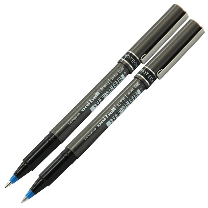 三菱(uni)签字笔ub-155(金属色笔杆)0.5mm中性笔2支装 蓝色
