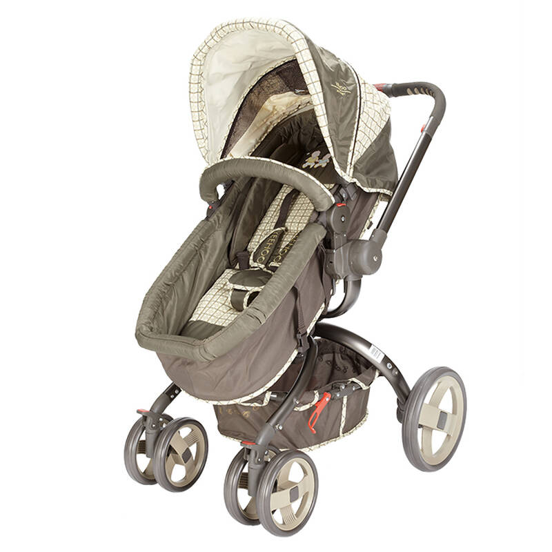 英氏四轮推车 婴儿推车儿童推车可坐可躺座位zd10405-6 咖啡色