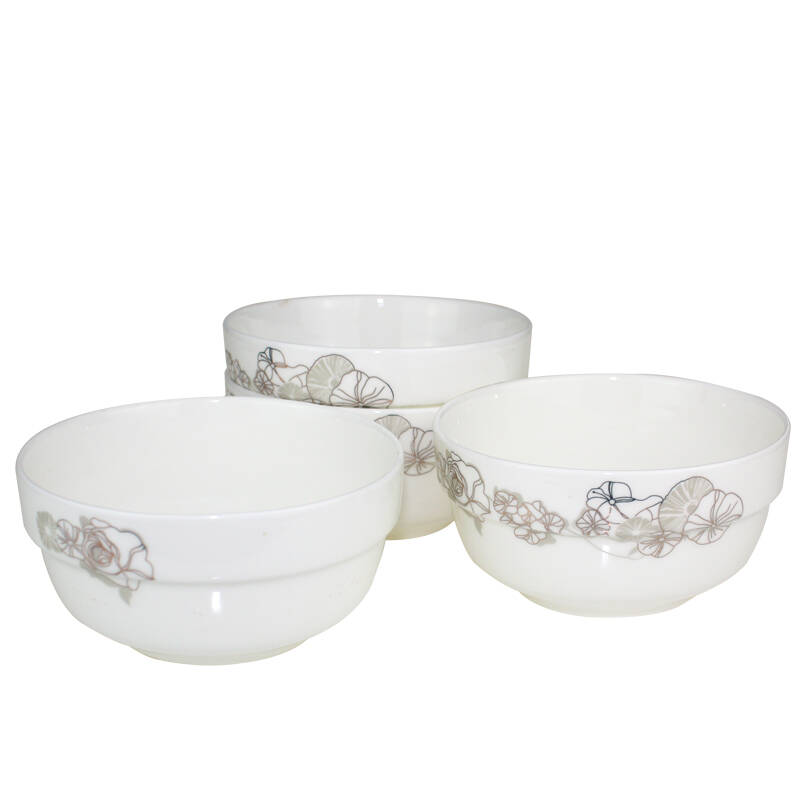 旗胜5寸金荷花强化骨瓷护边碗8只装 耐高温洗涤 微波炉适用