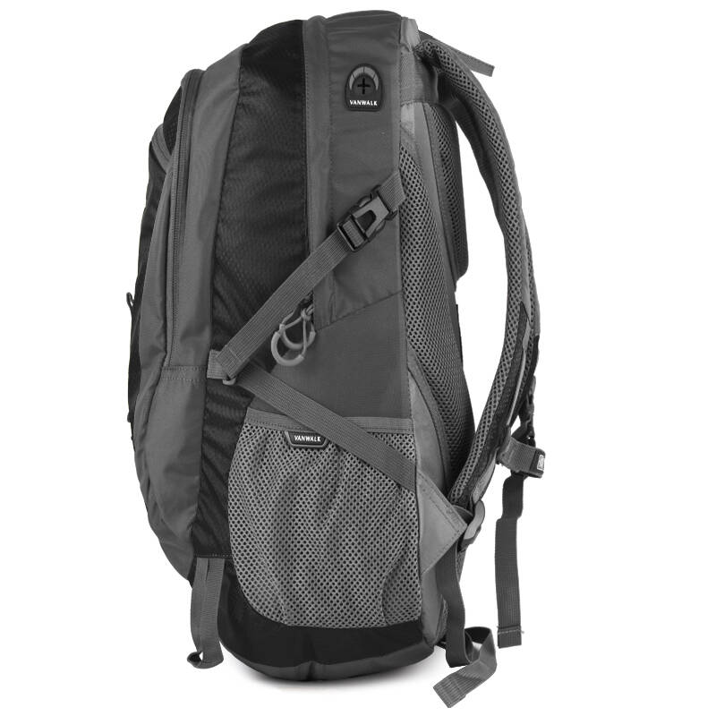 vanwalk出走 休闲男女运动书包户外旅行登山旅游双肩背包 简约版黑