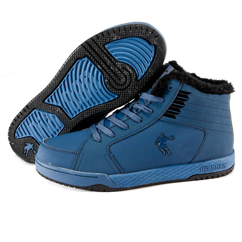 乔丹棉鞋 男款冬季新品 男士运动鞋 高帮加绒保暖棉鞋 新款男鞋 石蓝