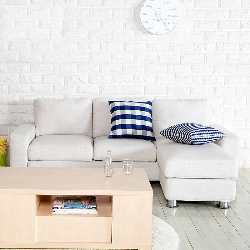 皇朝家私 简约现代客厅小户型三人布艺沙发 转角 组合 米白色(三人位