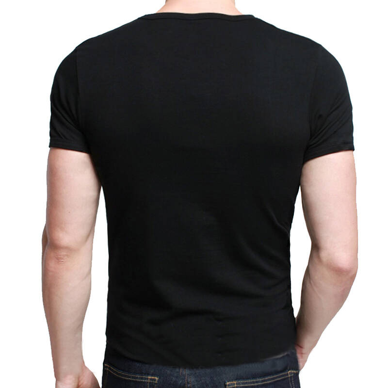 春季新款男士圆领短袖t恤 男秋装打底衫 纯色紧身大码莫代尔背心 黑色