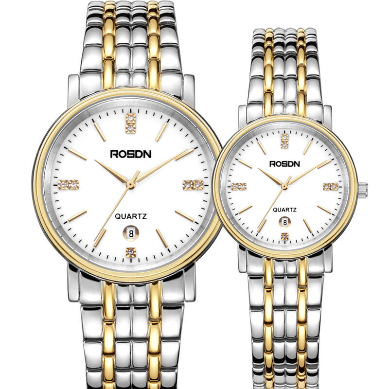 劳士顿(rosdn)超薄石英时尚情侣表对表3093gl 间金白情侣对表