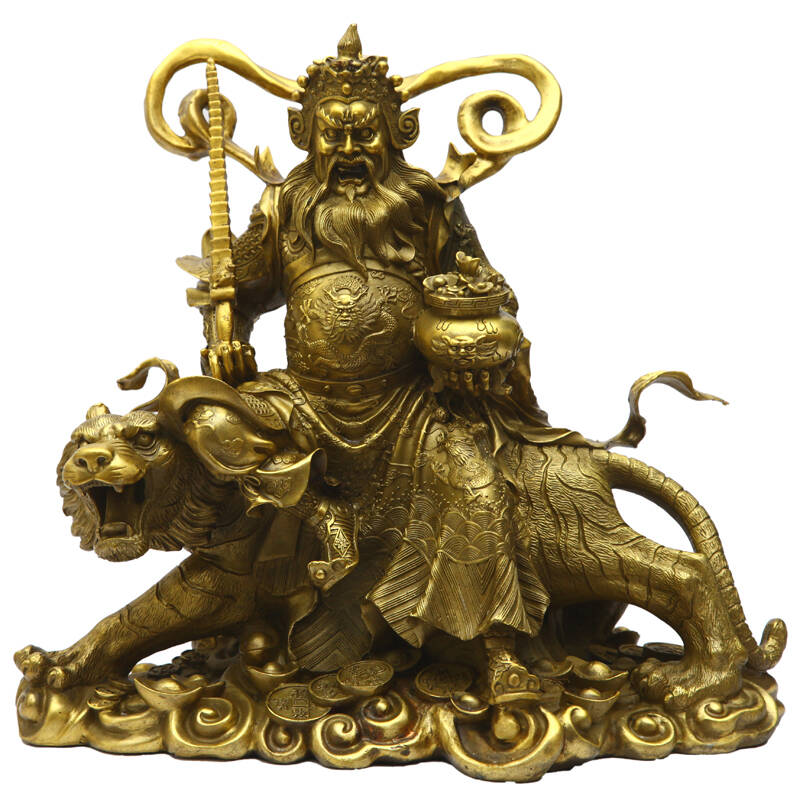 天祥缘 铜财神摆件纯铜武财神骑虎赵公明佛像招财新房装饰品摆设大号