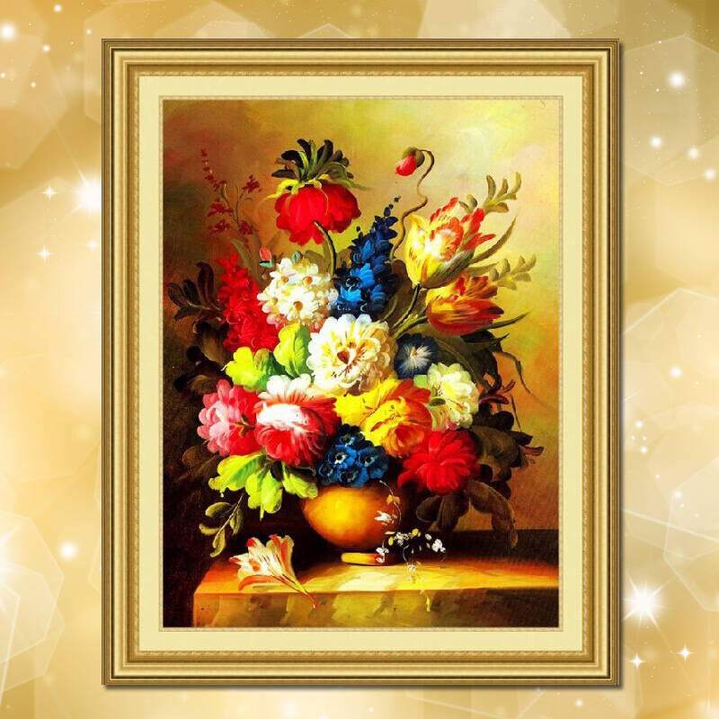 欧奈雅钻石画欧式梦幻花瓶钻石绣贴钻画方钻满钻系列 50*60厘米 闪亮