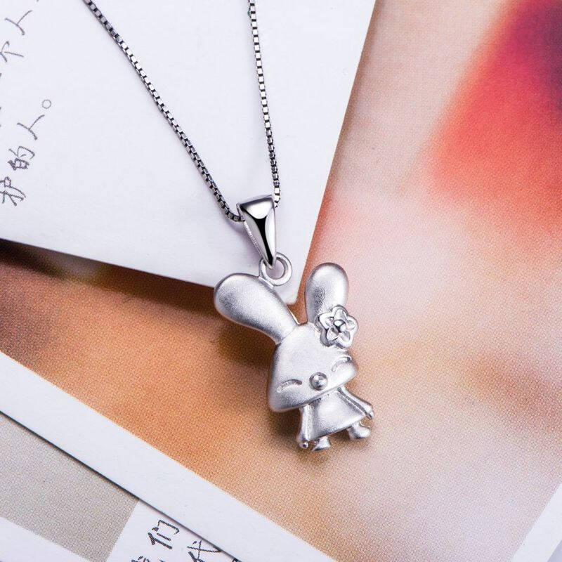 爱情鸟 s925纯银可爱兔项链锁骨链 兔宝宝银饰配饰韩国时尚首饰品