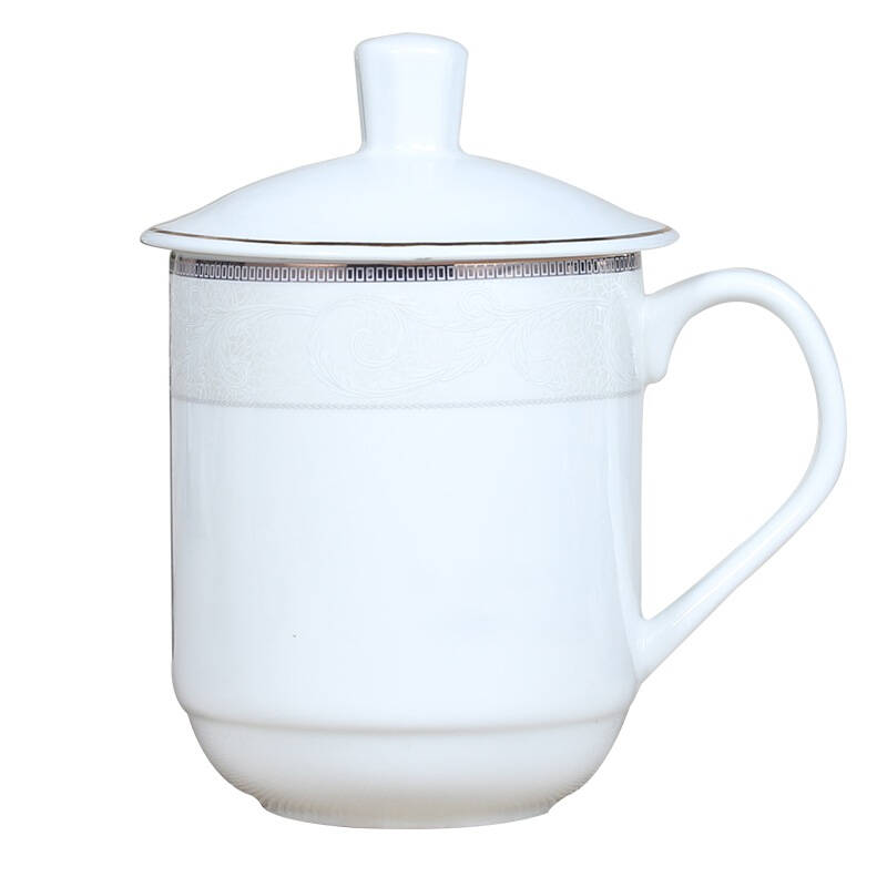 雅诚德茶杯 陶瓷水杯皇爵系列办公把杯(502花)银河杯 自营