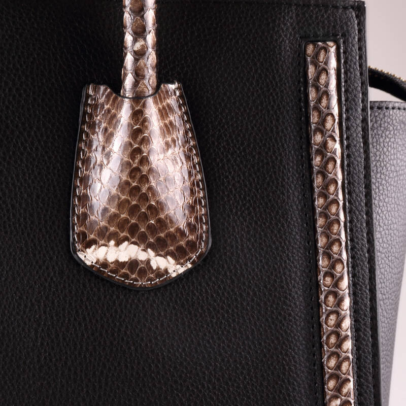 娇斜跨蟒蛇皮真皮女包包2014新款潮奢侈大牌蛇纹手提女士包包 蛇皮黑