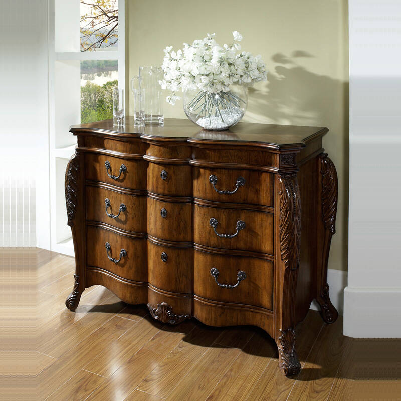 信益轩 全屋定制家具 美式装饰柜 深褐色边柜 实木餐边柜