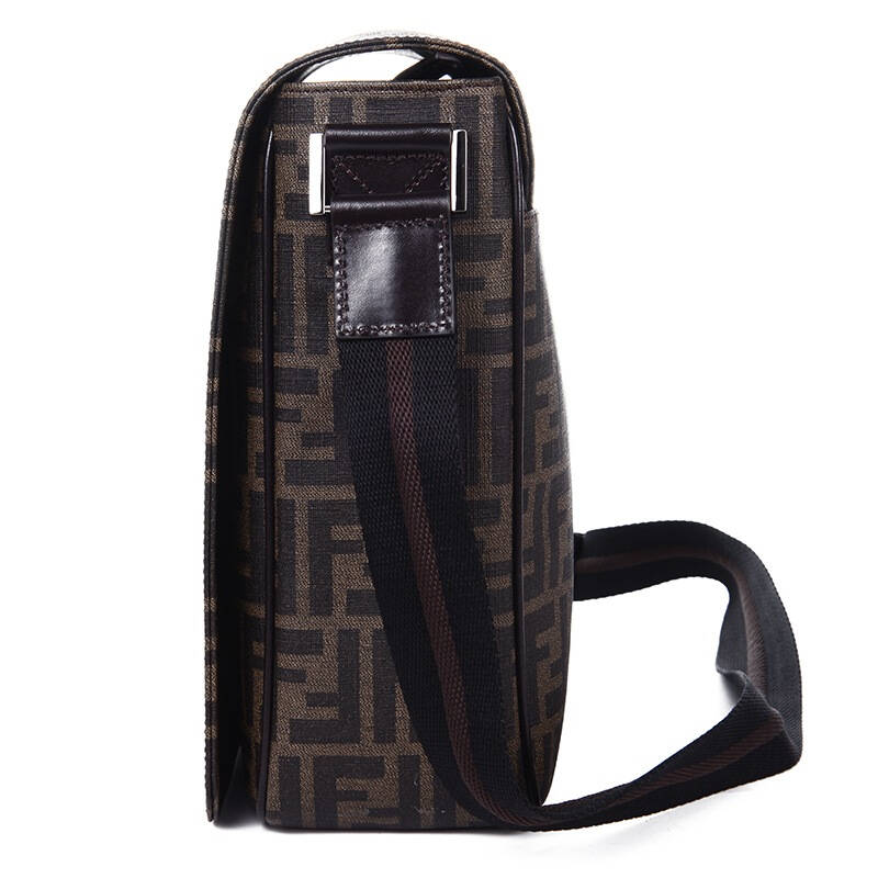 fendi 芬迪 男士棕色/黑色时尚logo标志拼色款单肩斜挎包 7va195 b0w