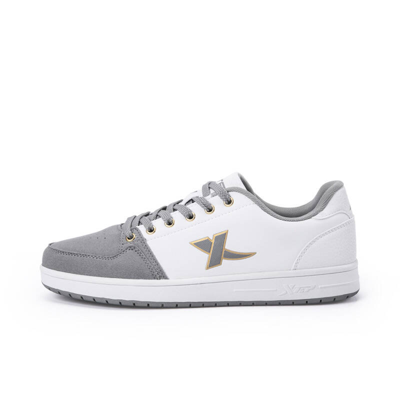 特步经典复古时尚休闲板鞋 灰白 40