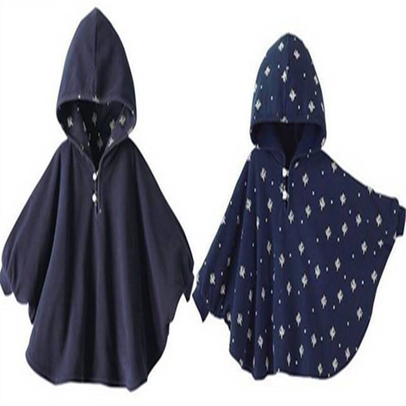 kacakid秋冬款三层夹棉宝宝双面披风斗篷*加厚型*三色*实拍 天蓝色