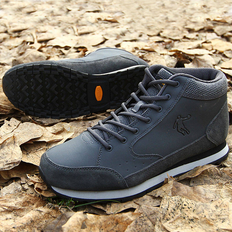 乔丹棉鞋高帮板鞋男鞋冬季加绒棉靴保暖休闲鞋学生运动鞋 炭灰 45