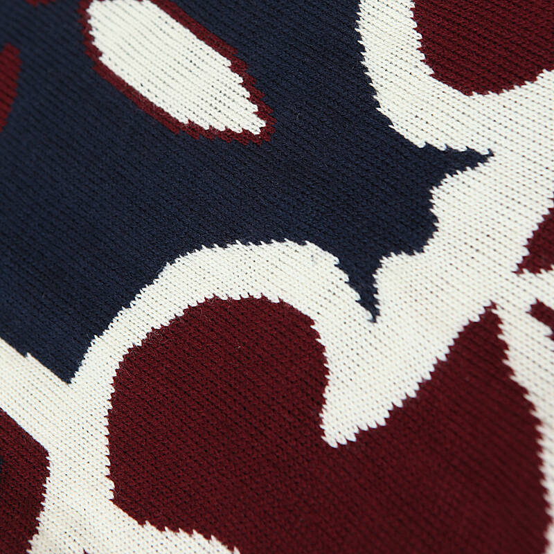 璞衣2015春季新款女装 复古英伦风花纹圆领显瘦套头毛衣0243 蓝色