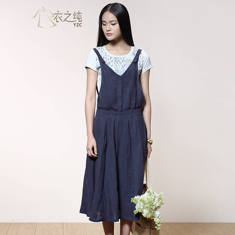 衣之纯 大码连体衣两件套印花打底衫 修身连衣裙 紫蓝 l - 京东触屏版