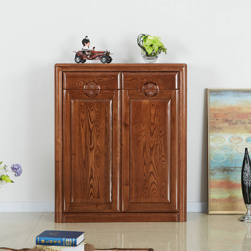 光明家具 全实木鞋柜 中式简约鞋柜 水曲柳实木鞋柜 双门多层实木鞋柜