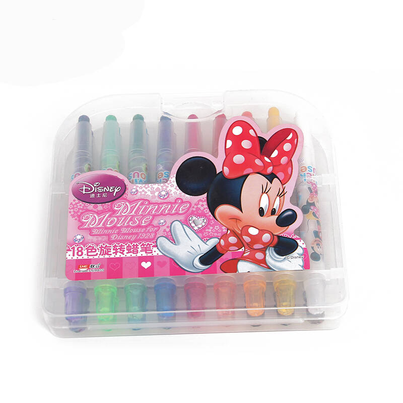 新品迪士尼蜡笔 可旋转笔18色蜡笔 米奇可爱卡通z87184 z87184粉色