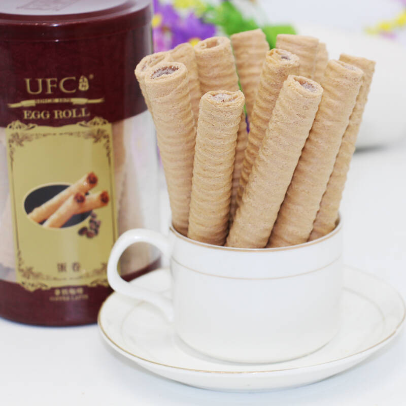 万邦ufc拿铁咖啡味蛋卷227g 香港特产美味蛋卷饼干 罐心零食