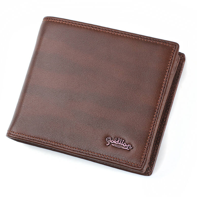 金利来goldlion钱包 男士短款真皮 牛皮皮夹 商务休闲钱夹横款钱包 啡
