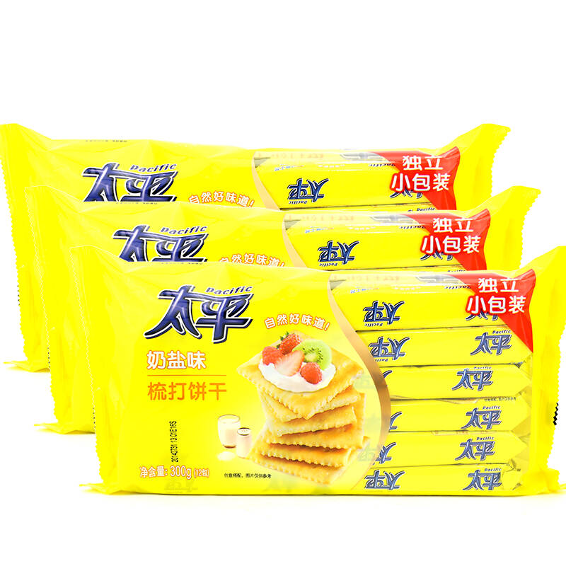 亿滋卡夫太平梳打饼干零食品300gx4袋 奶盐味