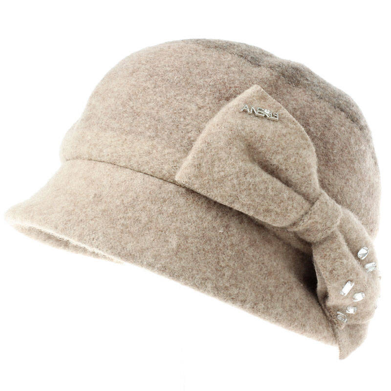anerli安尔利加厚羊毛帽女士秋冬天保暖盆帽贝雷帽 焦褐色 均码