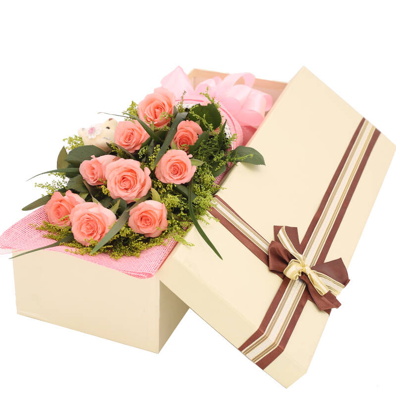11朵玫瑰花 情人节鲜花快递北京上海花店送花同城配送 11朵粉玫瑰礼盒