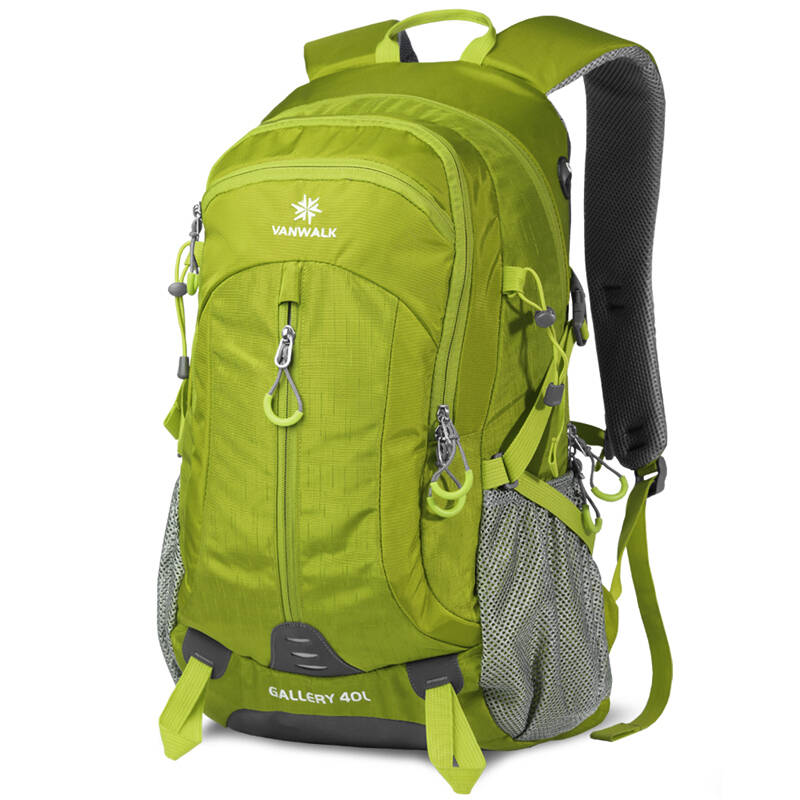 vanwalk出走 双肩电脑包背包双肩包男书包女笔记本包 军绿色