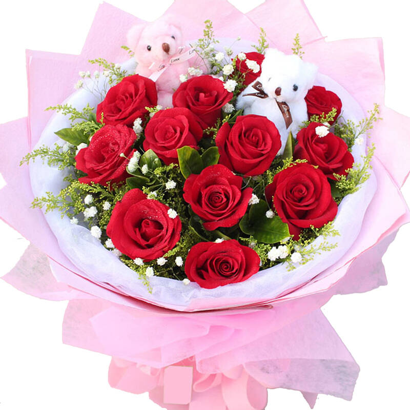花朵朵 11枝红玫瑰 礼品生日祝福爱情 全国市区速递全国同城店送 鲜花