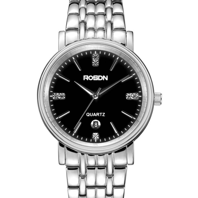 劳士顿(rosdn)经典时尚男士石英表 防水超薄手表男女情侣表3093 本色