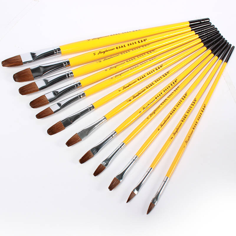 宏泰轩圆峰狼毫水粉油画水彩画笔 美术长杆水粉丙烯笔绘画用笔 双号