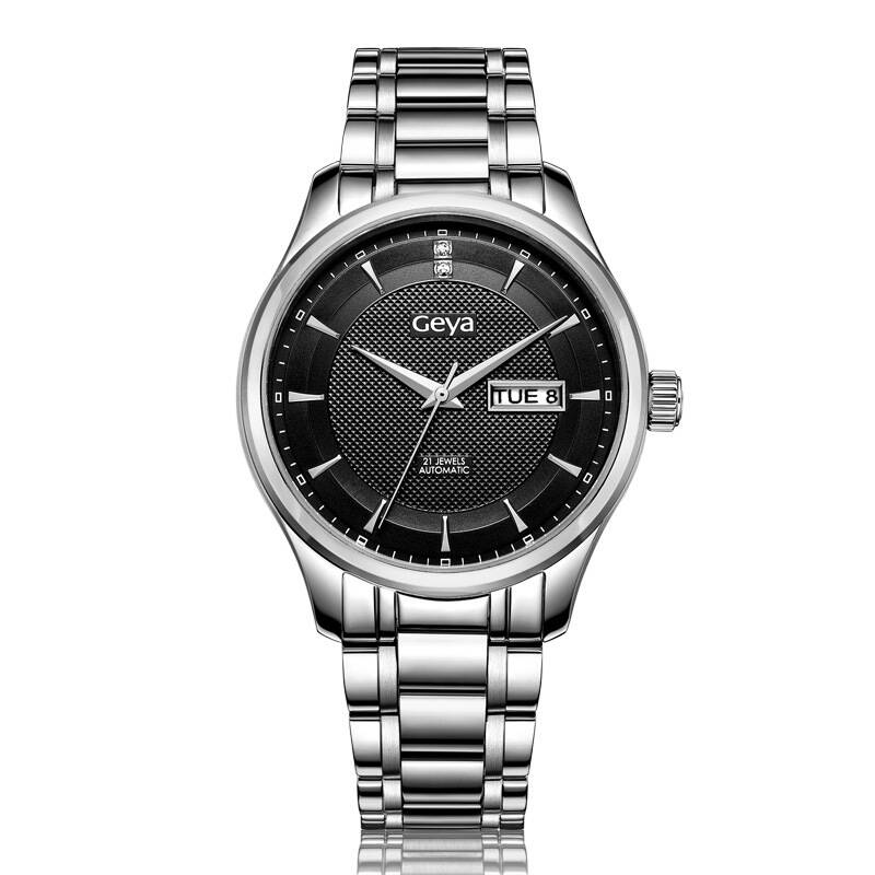 格雅(geya)手表 恒系列机械男表钢带黑盘g08137gwk 自营