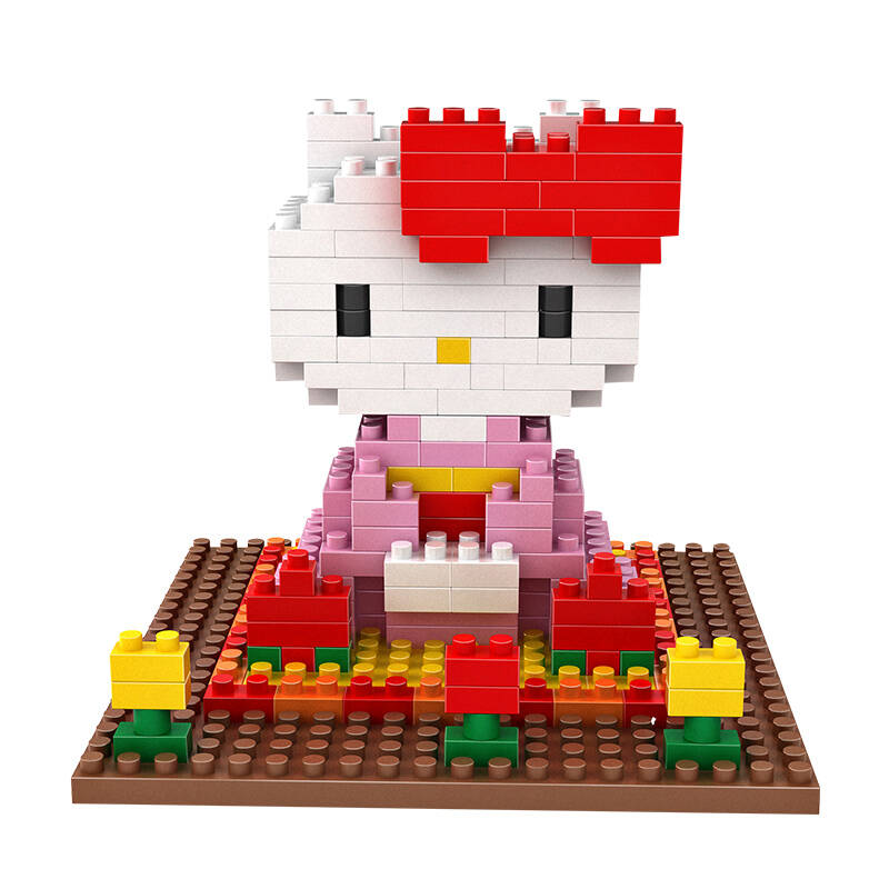 乐高微型拼插益智儿童玩具 变形金刚 组装钻石积木 kitty场景全套4款