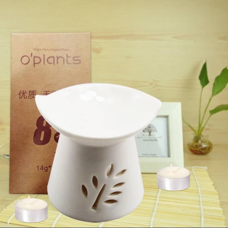 oplants 精致陶瓷熏香炉 香薰炉精油炉 送一盒蜡烛 无烟茶蜡 买精油送