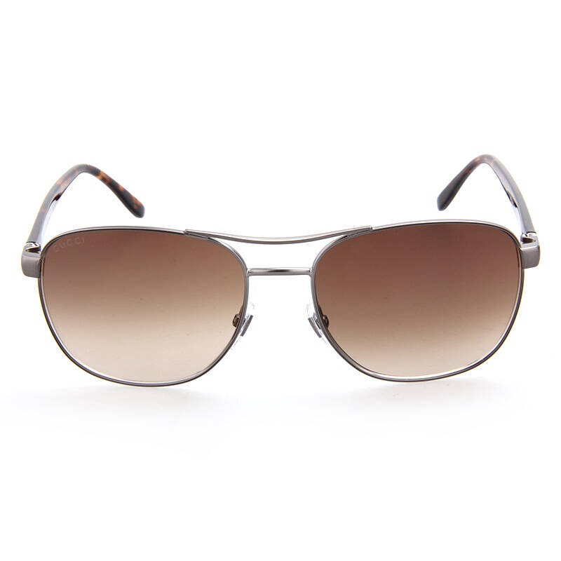 gucci 古驰 男款浅亚光枪色镜框茶色渐变镜片眼镜太阳镜gg 2220/s w09