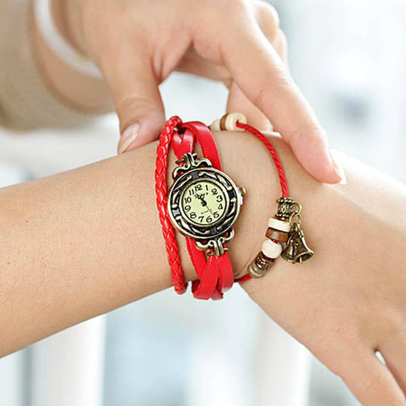 纽扣女士手表 情人节礼物 生日礼品 送女友创意礼物 46215红色铃铛