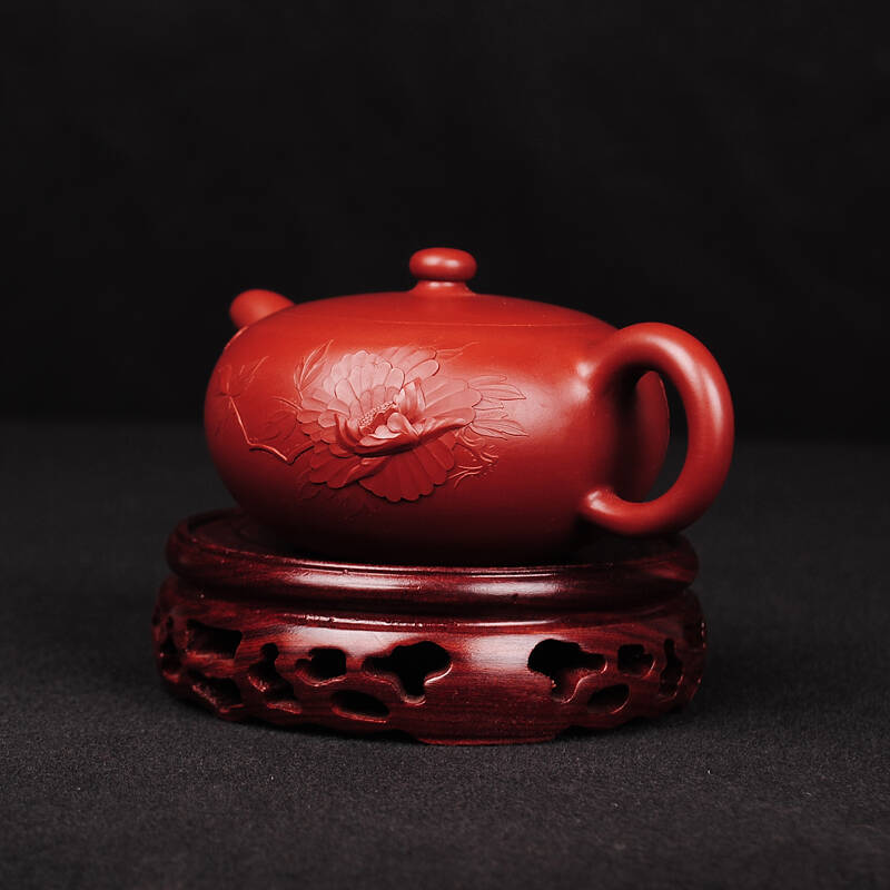 一世堂紫砂壶名家全手工紫泥高档茶壶 周国芳花开富贵370cc 范东明