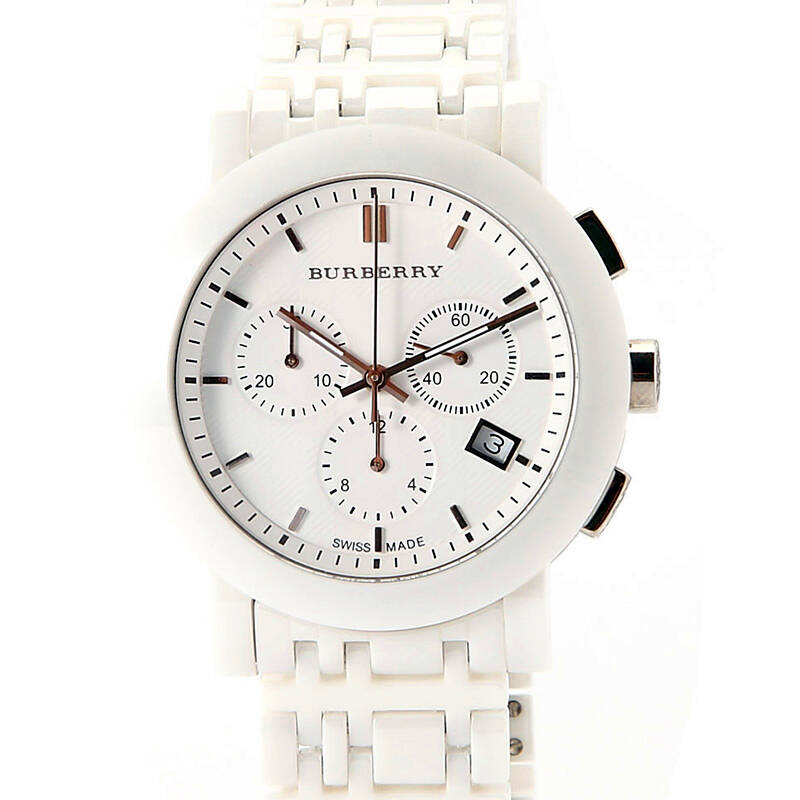 巴宝莉burberry中性手表 时尚圆形陶瓷手表男士休闲运动腕表 bu1770